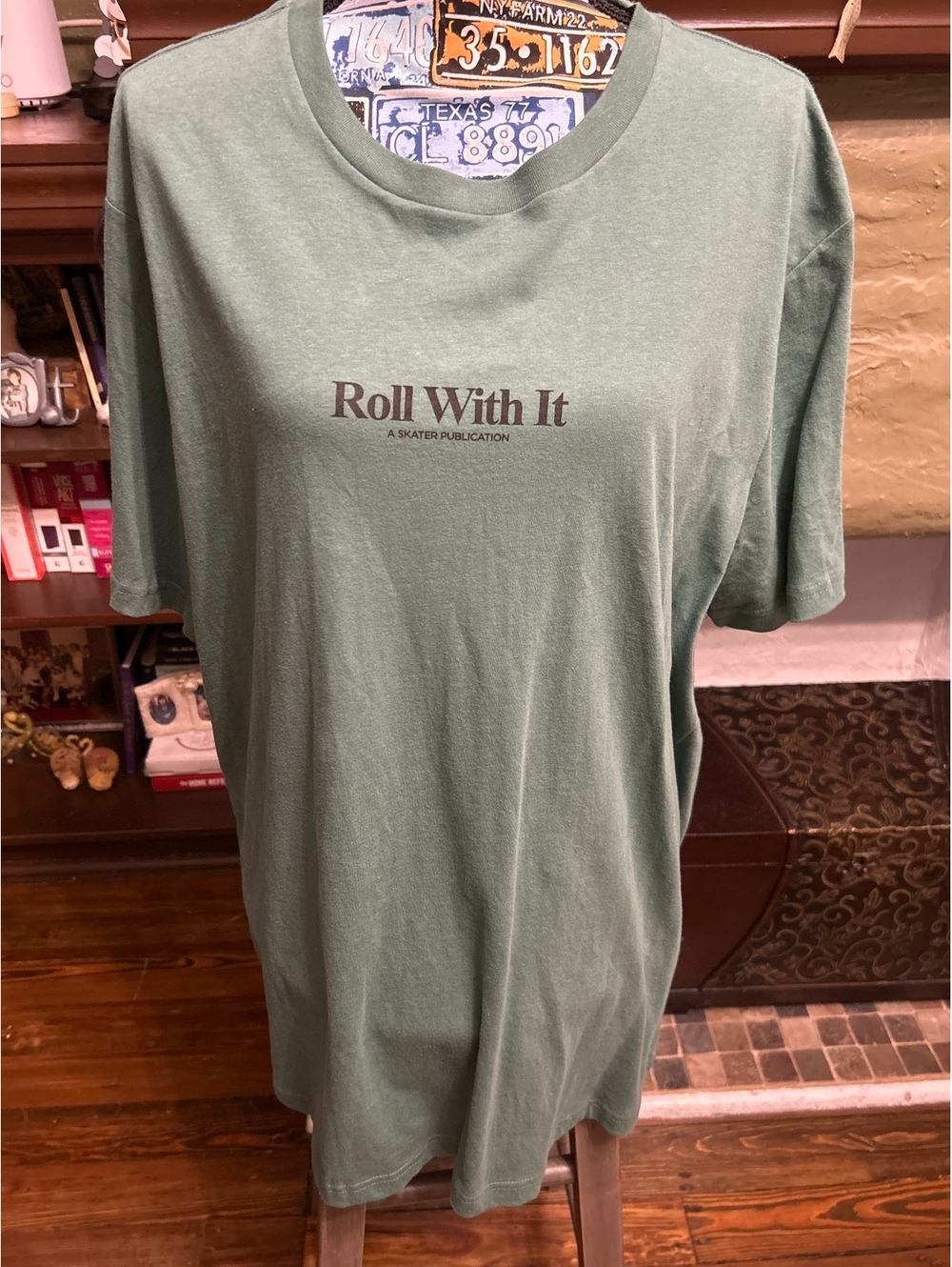 Roll With It Skater Publication Graphic T-Shirt in Green